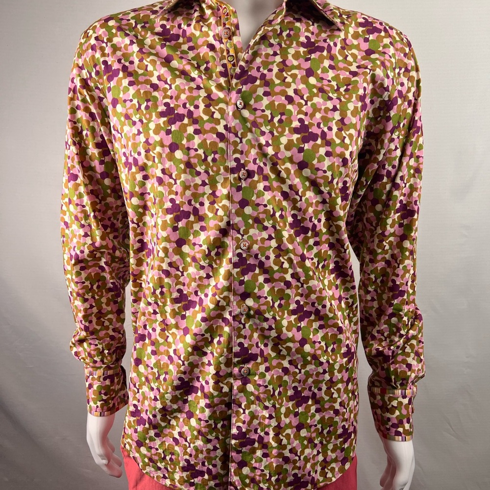 Robert Graham M Pink and Green Patterned Shirt - Picture 2 of 6